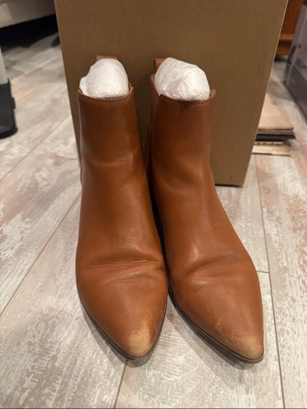 J crew Fallon Leather Ankle Boots Dark Wheat
